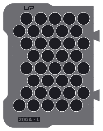 20GA · L insert half, top view