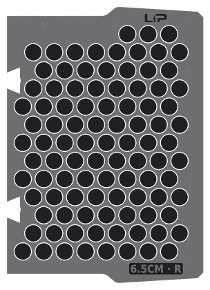 6.5CM · R insert half, top view