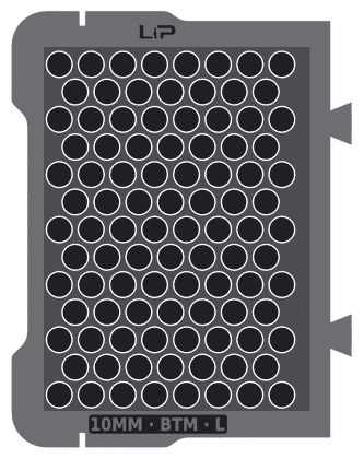 10MM · BTM · L insert half, top view
