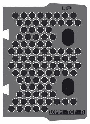 10MM · TOP · R insert half, top view